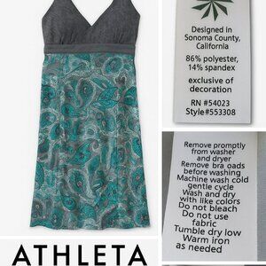 Athleta‎ Pack Everywhere Sz 4 Halter Mini Dress Paisley Babydoll Athleisure Cool